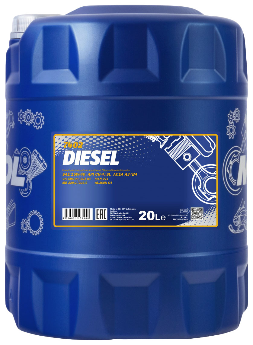 MANNOL 1248 Масло моторное DIESEL 15W40 20 л 1шт 11525₽