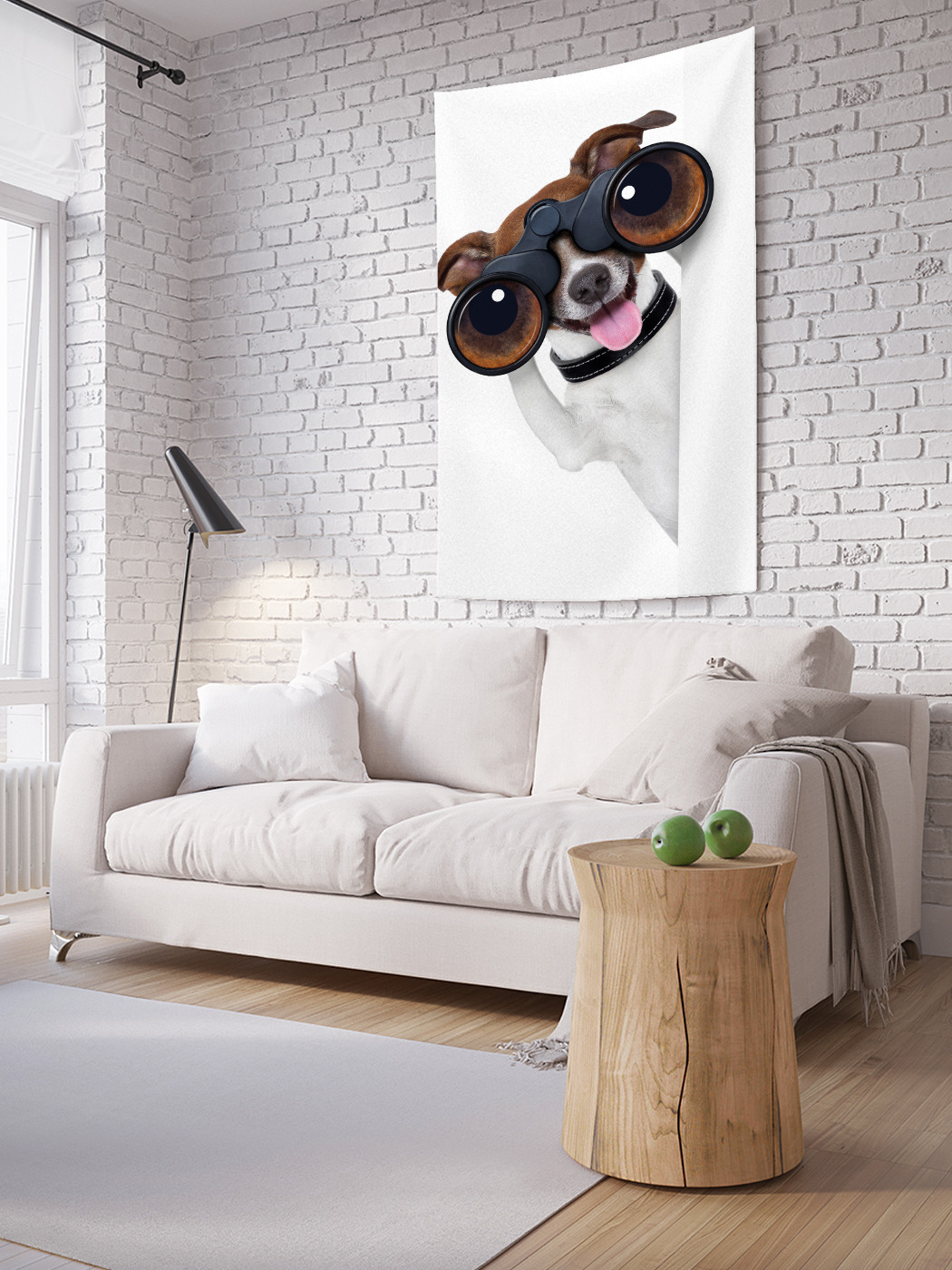 фото Вертикальное фотопанно на стену joyarty "пес с биноклем", 150x200 см