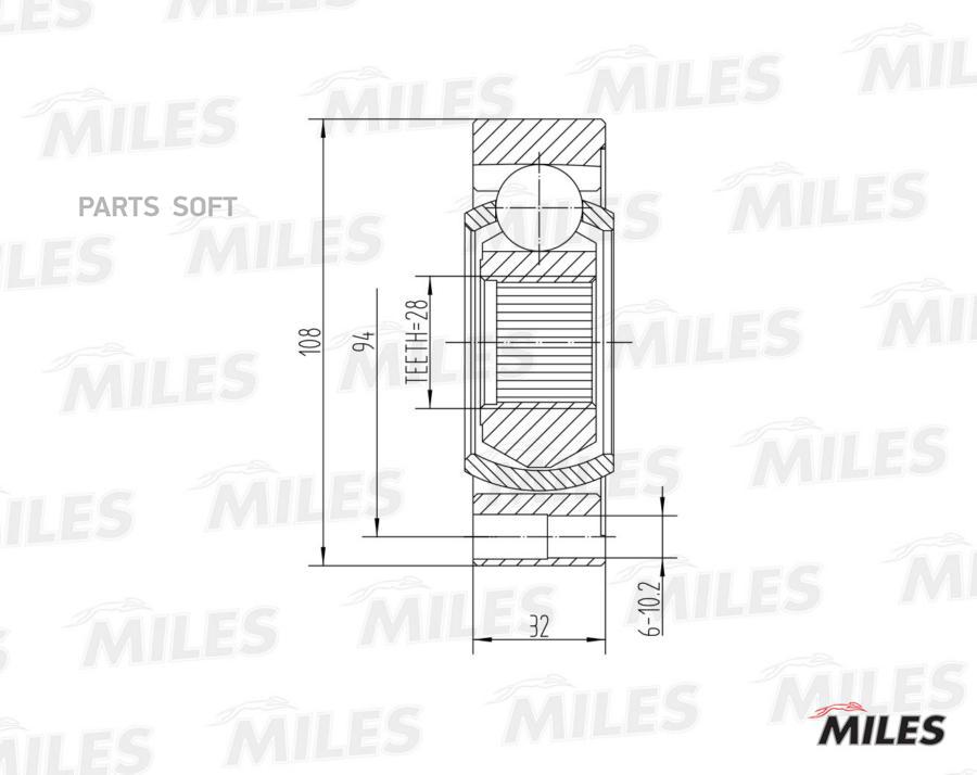 

Шрус Кпп Audi 80/90/100/A4/A6/Vw Passat (Gkn 302287) Ga10040 Miles арт. GA10040