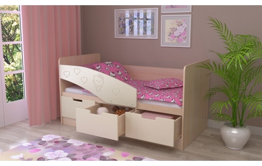 фото Детская кровать бемби-7 мдф, 80х180, розовая регион 58
