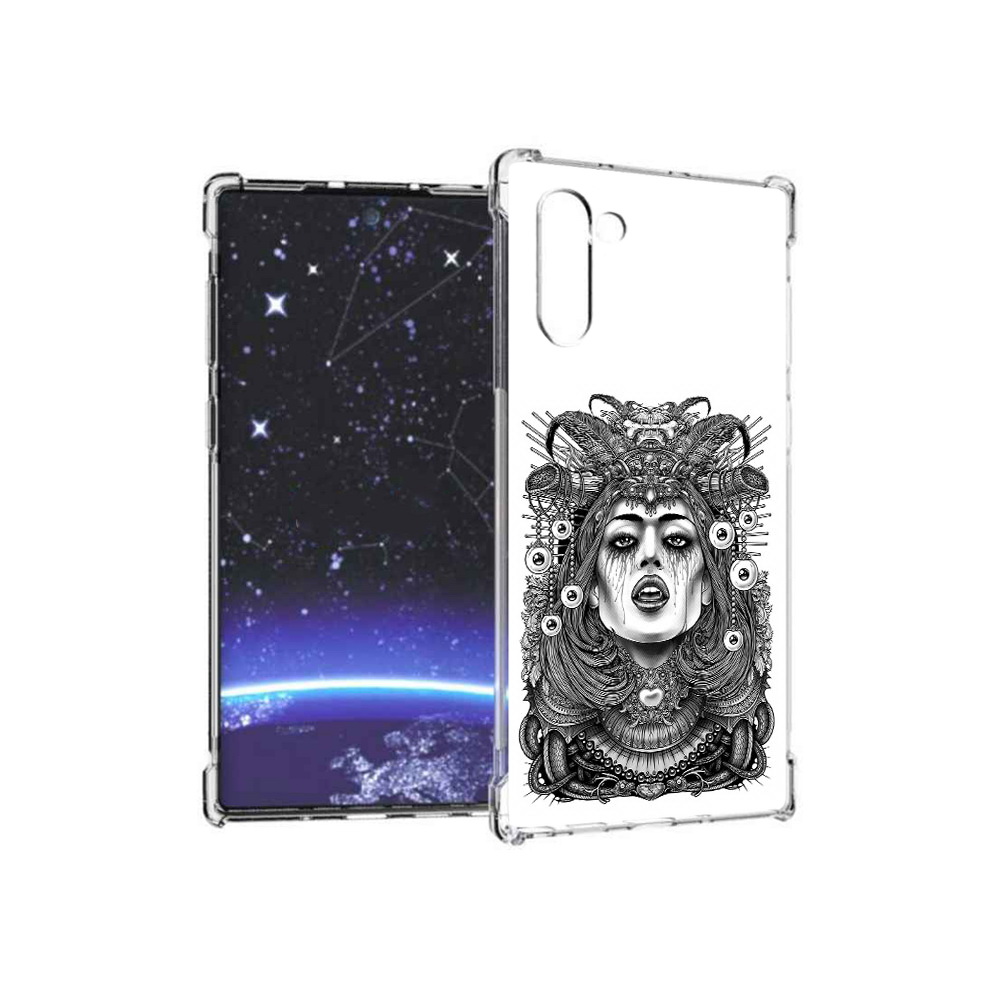 

Чехол MyPads Tocco для Samsung Galaxy Note 10 портрет девушки черно белый, Прозрачный, Tocco