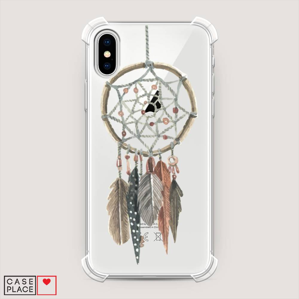 

Чехол Awog на Apple iPhone X (10) / Айфон X (10) "Ловец снов с перьями", Разноцветный, 11051-1