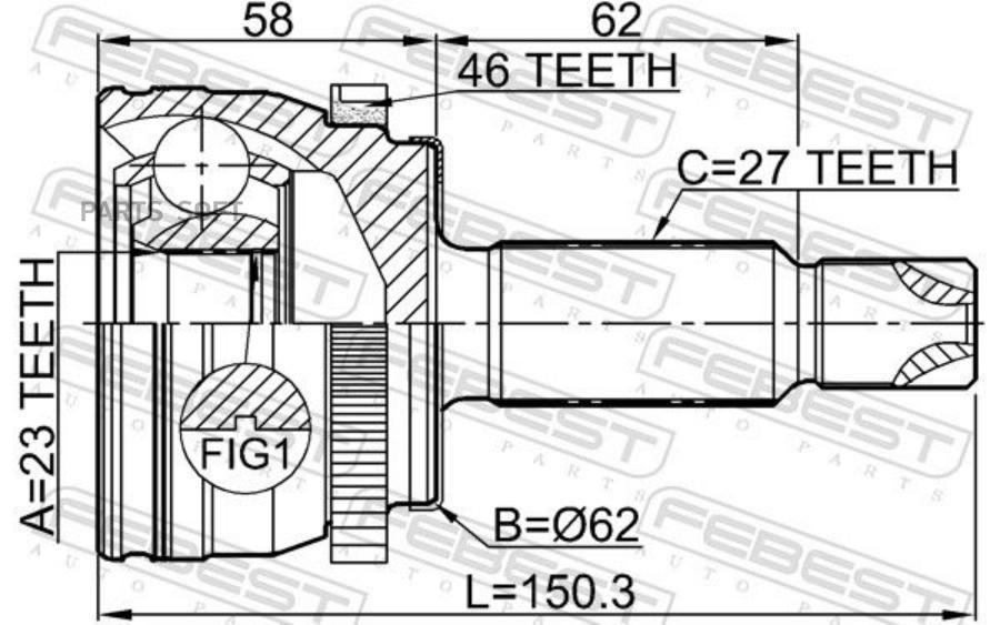 

Шрус Наружный 23X64.5x27 Febest 1210CRE16A46