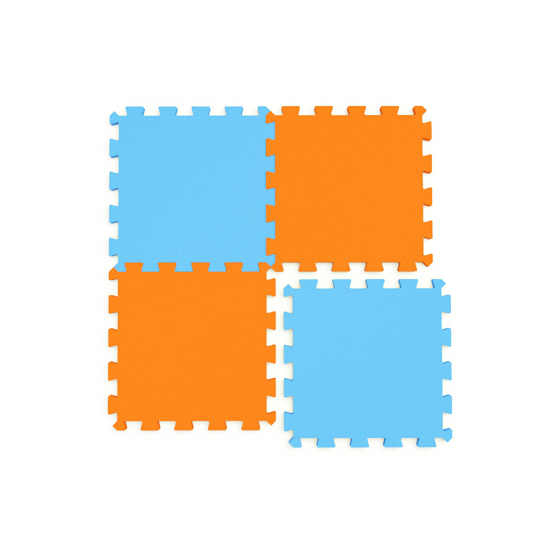 Коврик-пазл El`BascoToys мягкий напольный складной Оранжево-голубой 4 элемента 58х58 см