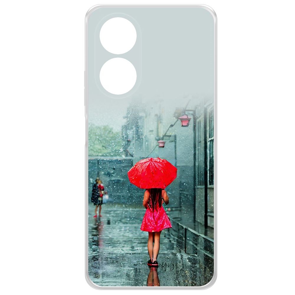 

Чехол-накладка Case Красный зонтик для Oppo A58 4G, Прозрачный