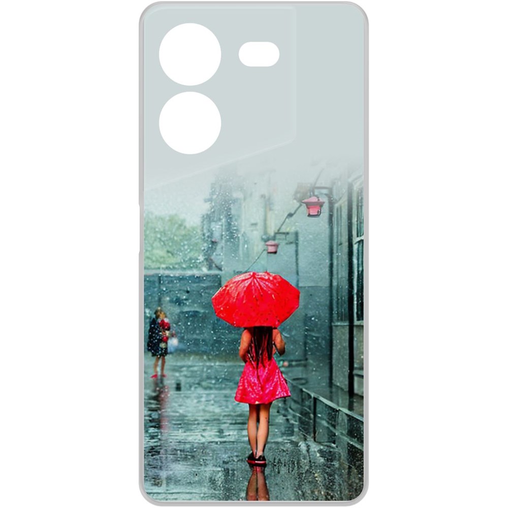 

Чехол-накладка Case Красный зонтик для TECNO Pova 5 Pro, Прозрачный