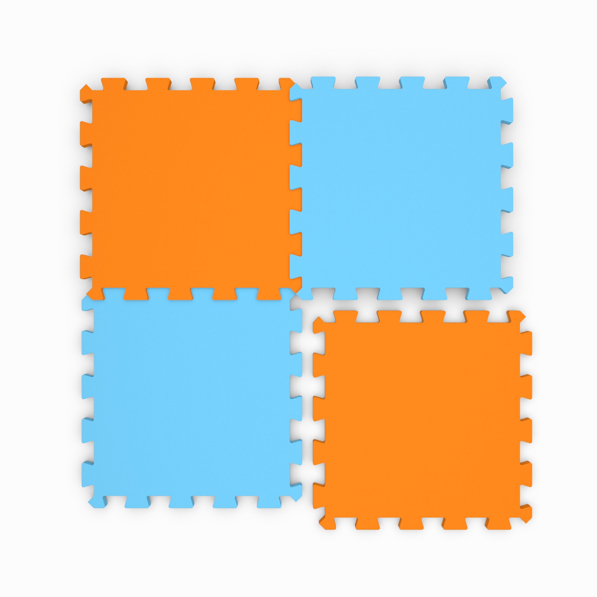 Коврик-пазл El`BascoToys мягкий напольный складной Оранжево-голубой 4 элемента 88х88 см