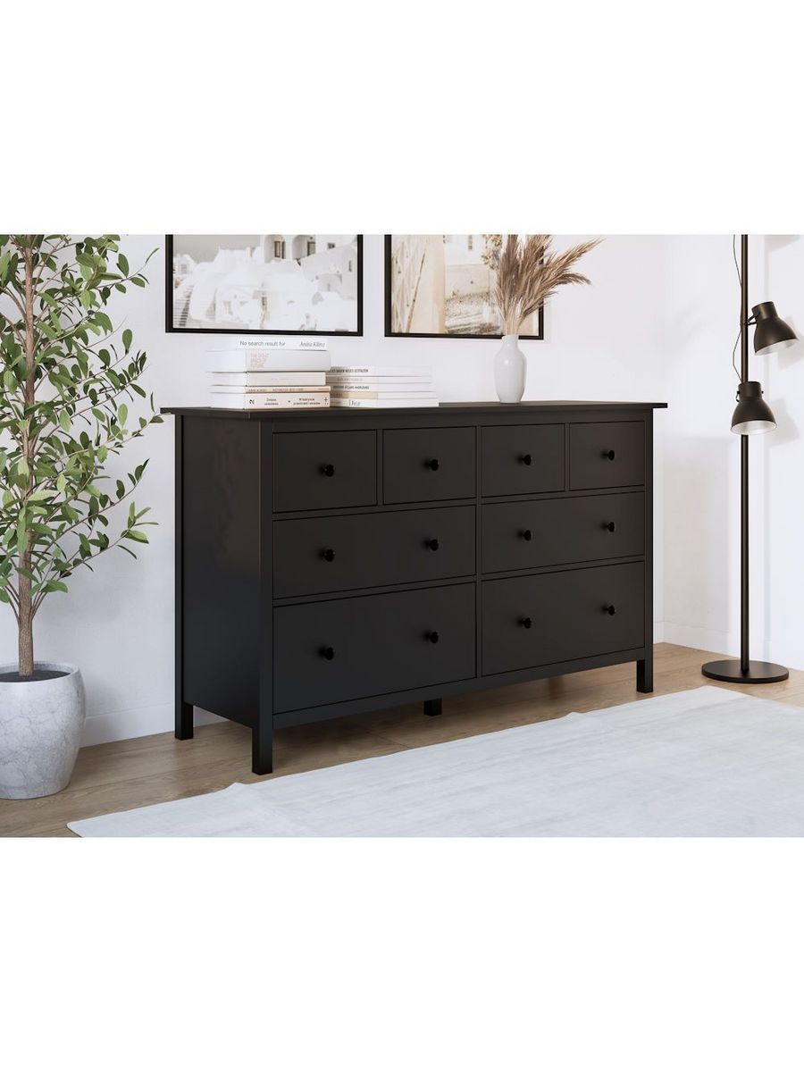 Комод Hemnes деревянный 8 ящиков 160х50х96 см, черный