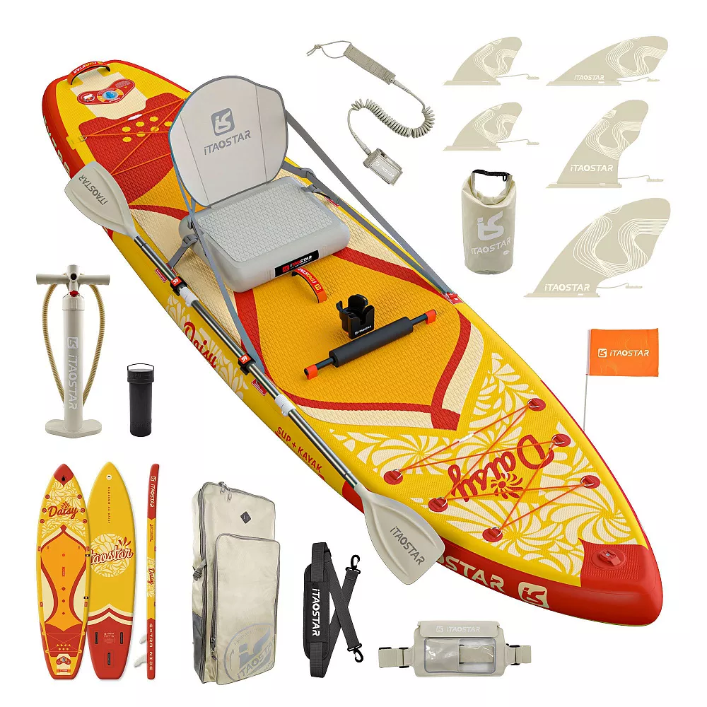 SUP-борд iTaoStar Daisy Golden orange 350x89x15 см, весло, сиденье, насос, плавник