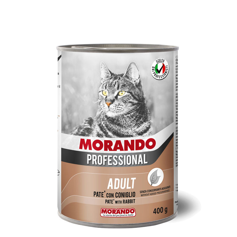 Консервы для кошек Morando Professional с кроликом, паштет, 24шт по 400г