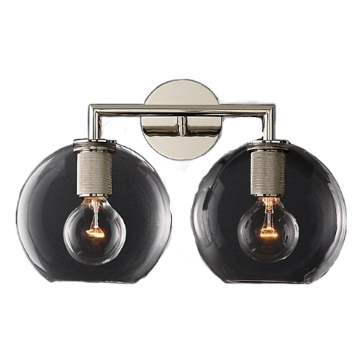 фото Бра imperiumloft rh utilitaire globe shade double sconce silver