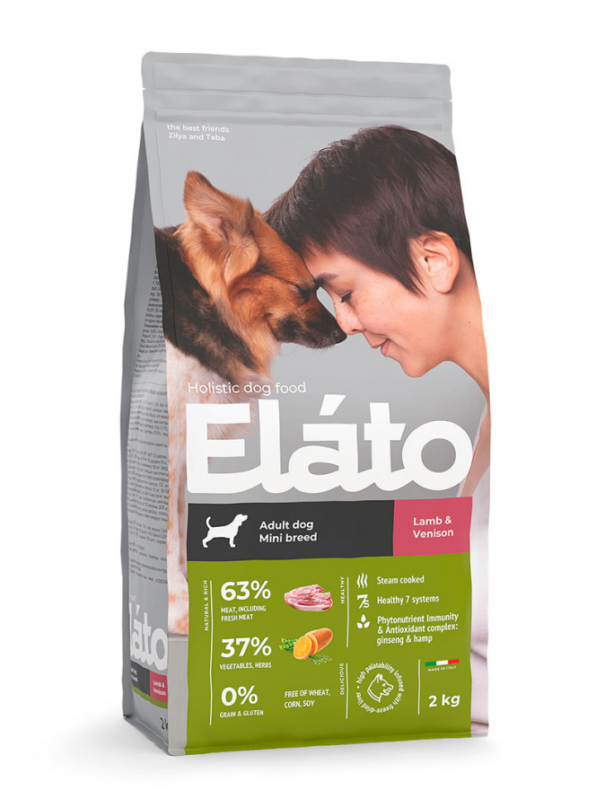 Сухой корм для собак Elato, ягненок, оленина, 2кг