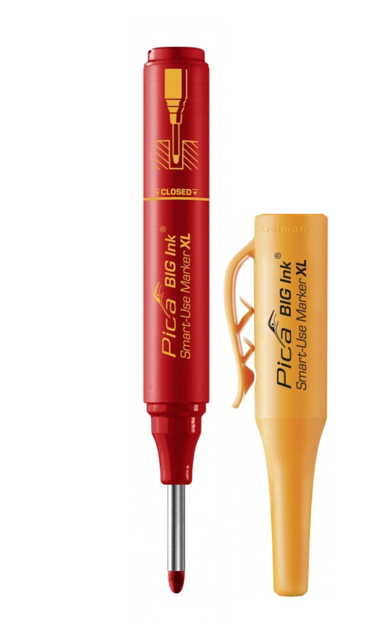 маркер перманентный пулевидный 3 мм красный crown multi marker cpm 800 Строительный маркер для глубоких отверстий PICA-MARKER 170/40 BIG Ink красный