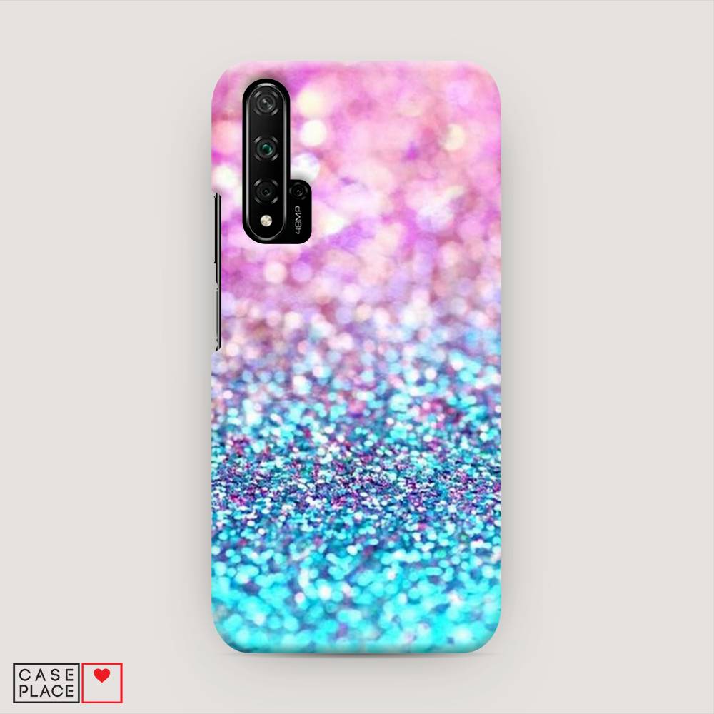 фото Чехол awog "розово-голубые глиттеры рисунок" для honor 20 pro