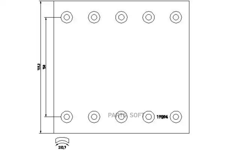 TEXTAR Накладка тормозной колодки BPW SAF (420x200) 2-й рем. 80 отв. 8x15 / 93251 (8шт.) T