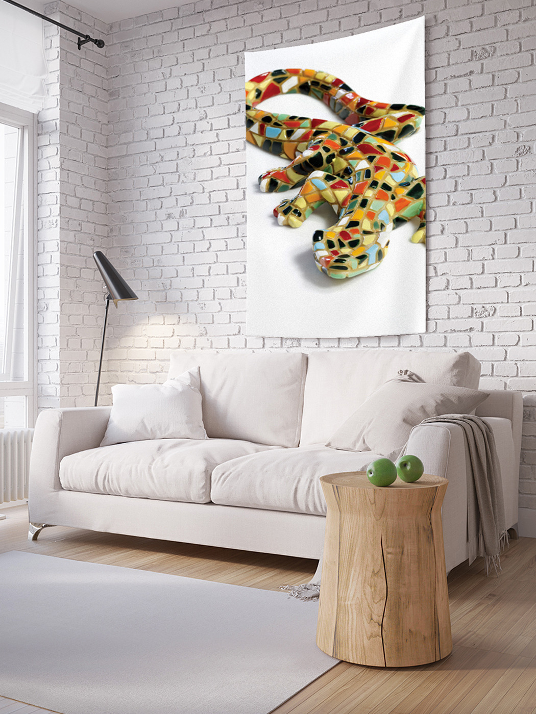 фото Вертикальное фотопанно на стену joyarty "ящерица с мозаикой", 100x150 см