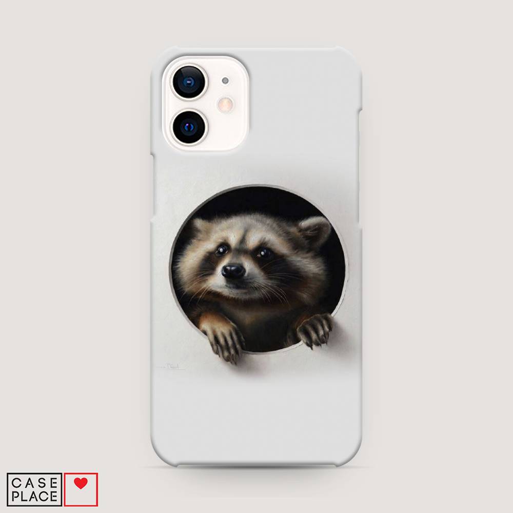

Пластиковый чехол "Любопытный енот" на Apple iPhone 12 mini, 12620-1