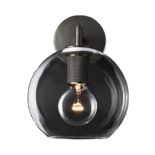 фото Бра imperiumloft rh utilitaire globe shade single sconce black