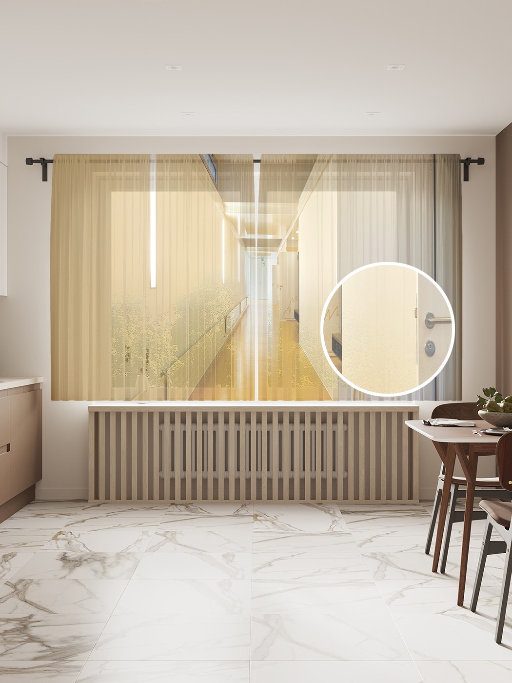 

Фототюль JoyArty "Светлый коридор", 145x180 см (2 полотна со шторной лентой + 50 крючков), Светлый коридор