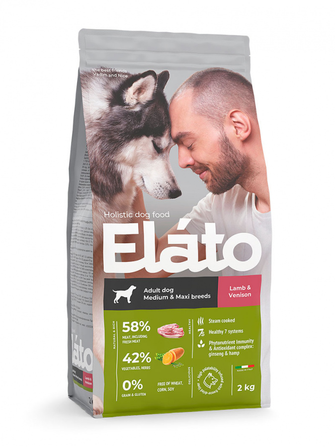 фото Сухой корм для собак elato , ягненок, оленина, 1шт, 2кг