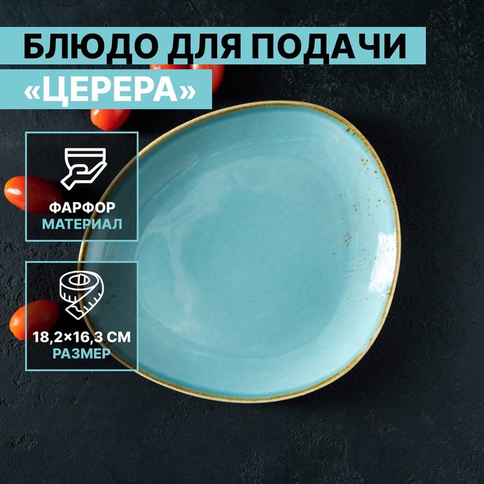 

Блюдо фарфоровое для подачи Magistro "Церера", 18,2х16,3 см, голубой