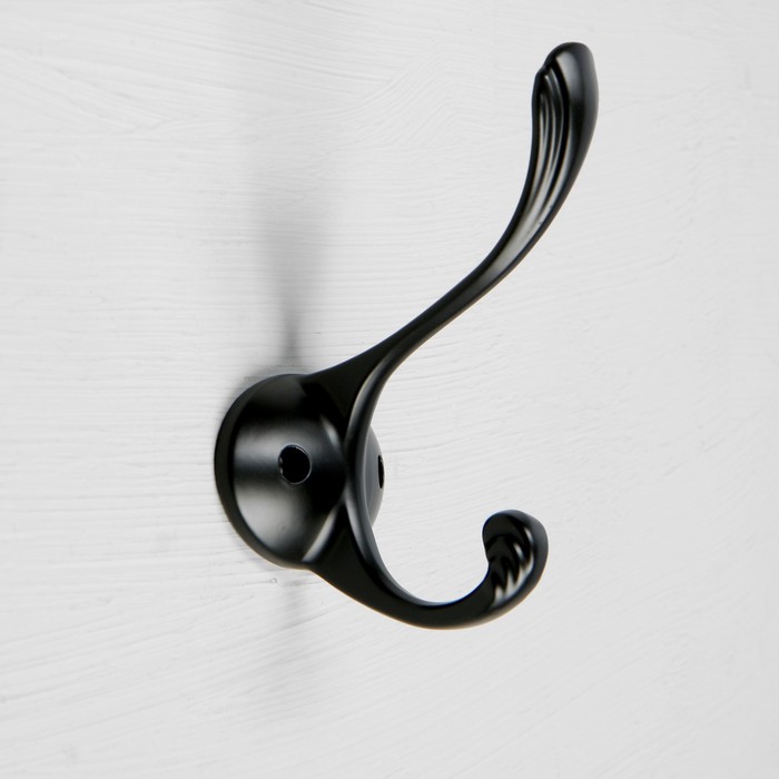 фото Крючок мебельный cappio, двухрожковый, цвет черный