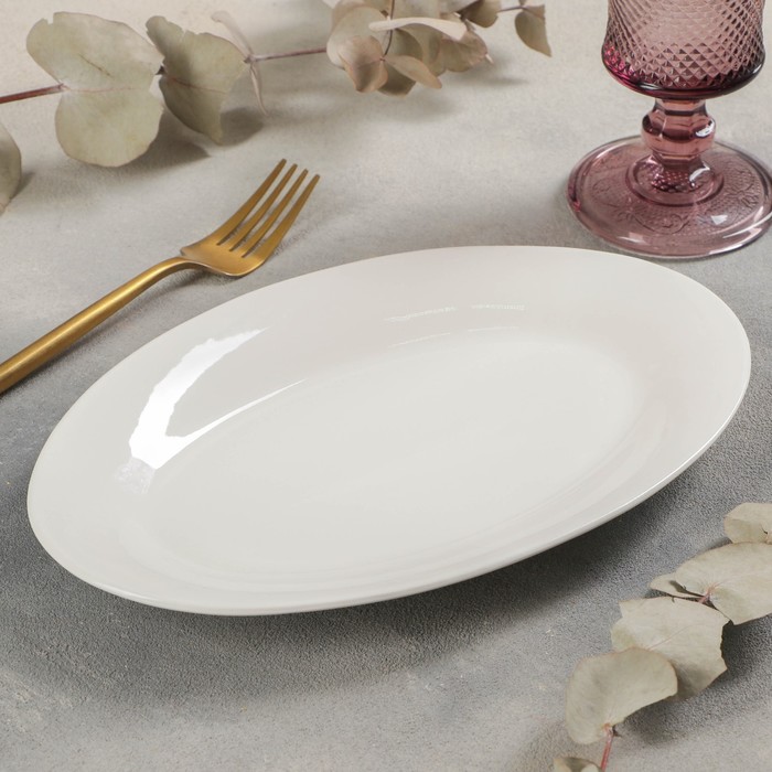 

Блюдо фарфоровое овальное White Label, 25,5х17х2 см, с утолщенным краем, белое, Белый