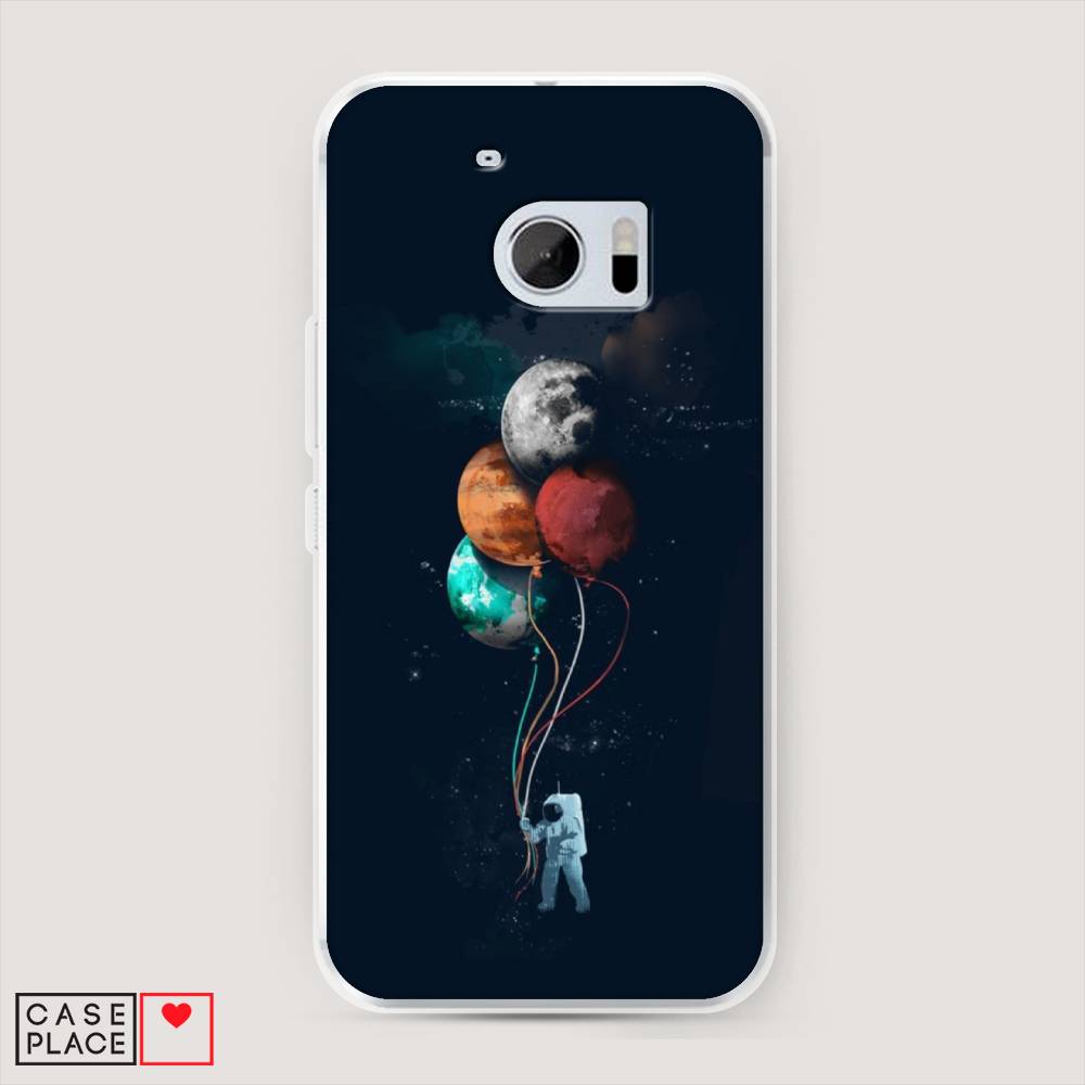 

Чехол на HTC One M10 (HTC 10) "Космонавт с шариками", Разноцветный, 101950-4
