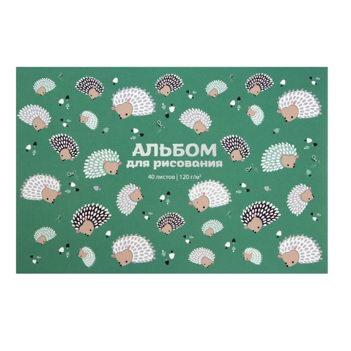 

Альбом для рис А4, 40 л на клею Ежики, обл мел карт, лам Soft Touch, тисн фольгой, 120 г/