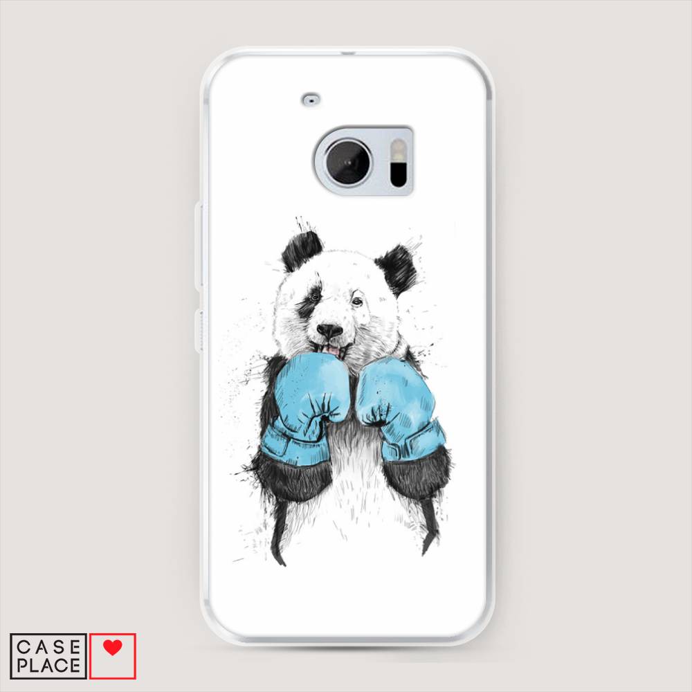 

Чехол на HTC One M10 (HTC 10) "Панда боксер", Голубой;белый;серый, 101950-1