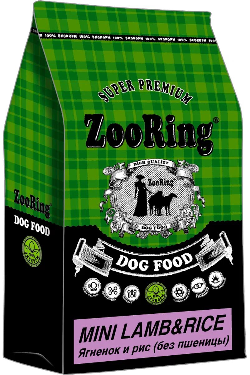 Сухой корм для собак ZooRing Mini, для мелких пород, ягненок с рисом, 2 кг