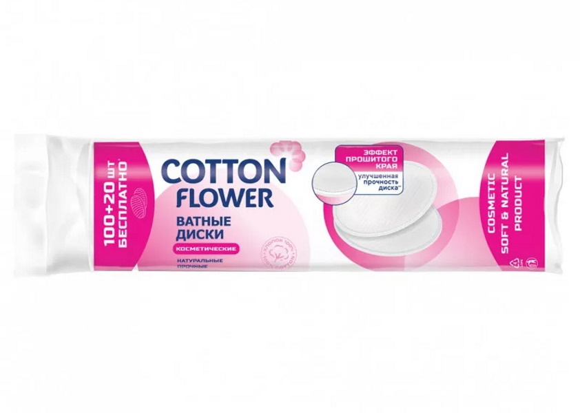 

Ватные диски Cotton Flower 100 шт. + 20 шт., Белый