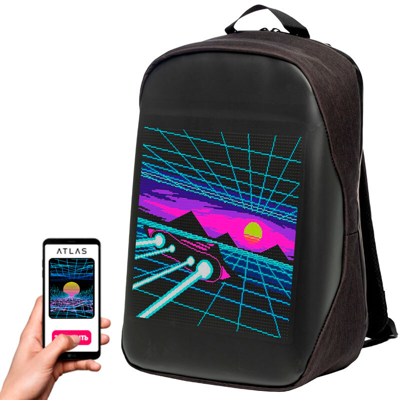 

Рюкзак с LED экраном Atlas Neo цвет чёрный (PowerBank в комплекте), Черный, Neo