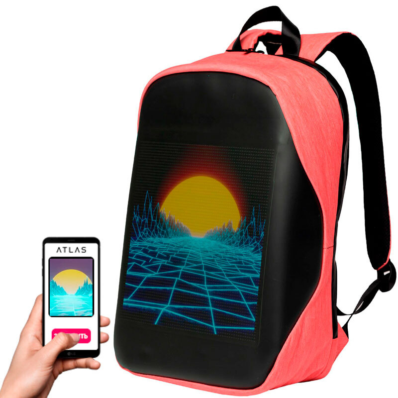 

Рюкзак с LED экраном Atlas Neo цвет розовый (PowerBank в комплекте), Оранжевый, Neo
