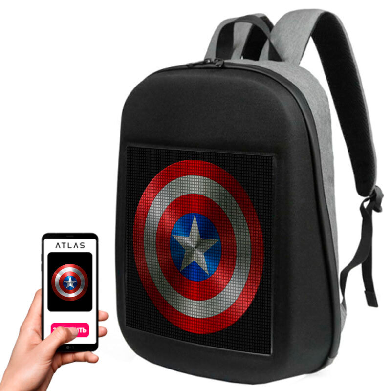 

Рюкзак с LED экраном Atlas One цвет серый (PowerBank в комплекте), One