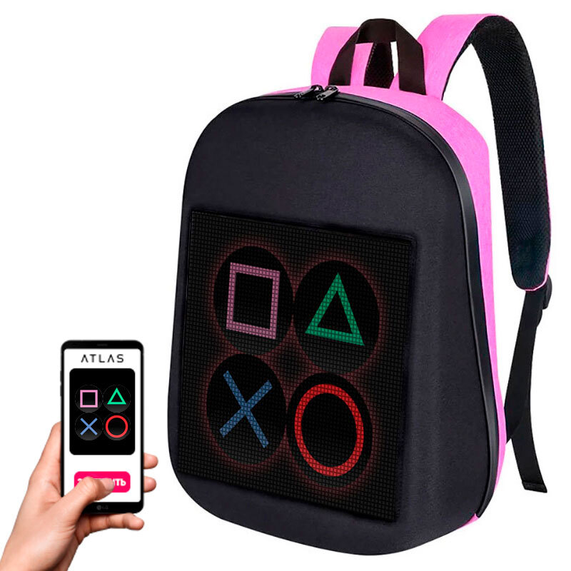 

Рюкзак с LED экраном Atlas One цвет розовый (PowerBank в комплекте), One