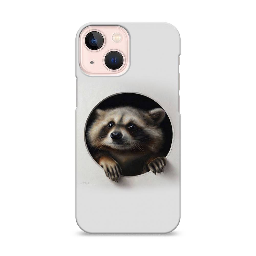 

Пластиковый чехол "Любопытный енот" на Apple iPhone 13 mini, 14120-1