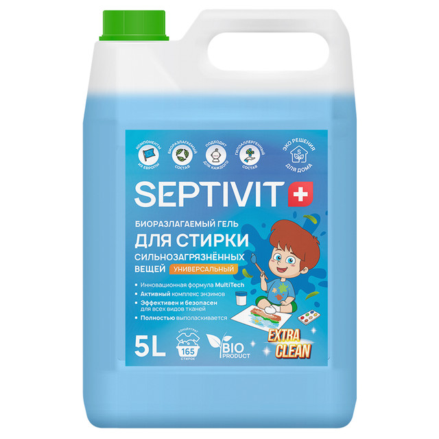 фото Гель для стирки septivit premium сильно загрязненных вещей универсальный 5л