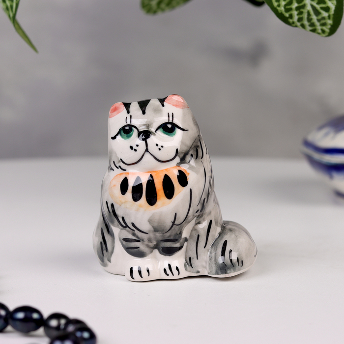 

Сувенир Кошка сидячая, 6х6 см, цветная, гжель, 10688192