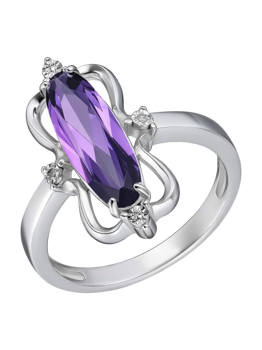 

Кольцо из серебра р. , Ювелирочка 1063287, аметист/бриллиант, 1063287
