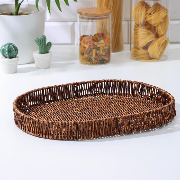 

Корзинка для фруктов и хлеба Доляна Огайо, 40х30х4,5 см, овальная, Черный
