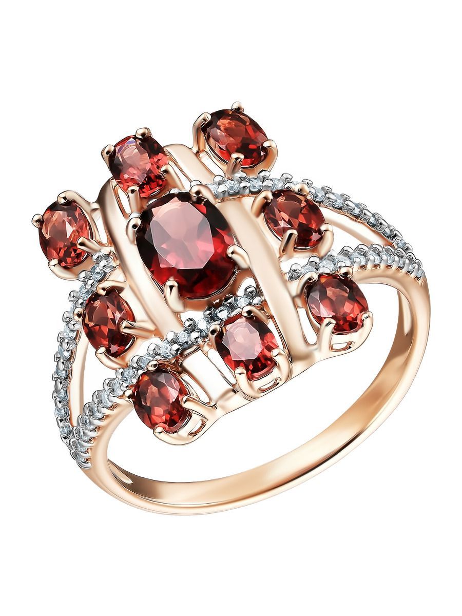 

Кольцо из серебра р. 19,5 Ювелирочка 1064385, гранат/фианит, 1064385