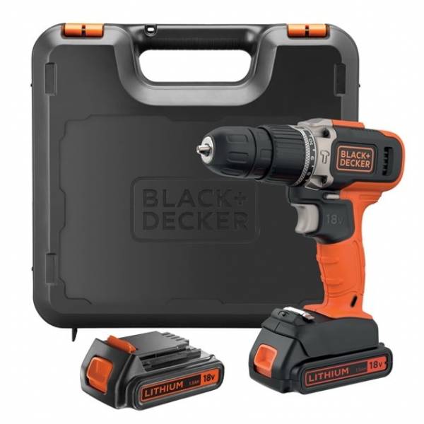 фото Акк. ударная дрель-шуруповерт black+decker bcd003c2k, 18в, 2 акб 1.5ач, кейс