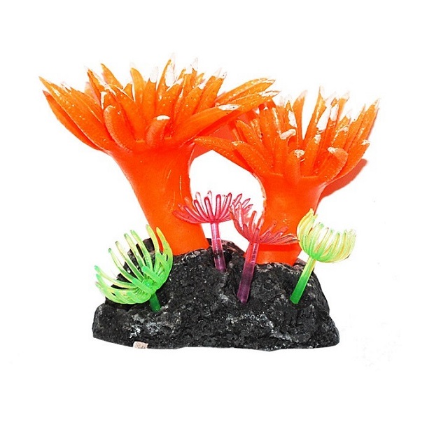Растение для аквариума Уют Коралл, искусственное, колония малая, оранжевый, силикон, 8 см