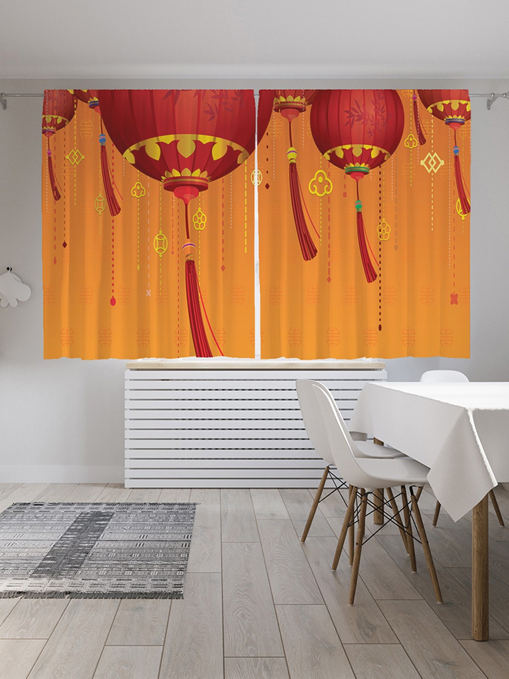 

Шторы под лён «Взлетающие фонари», серия Oxford DeLux, 290х180 см