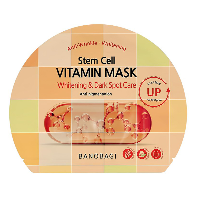 Маска тканевая для лица Banobagi Vitamin Mask Whitening & Dark Spot Care 30 г восстанавливающая маска для лица prettyskin double whitening ph 5 5 с ниацинамидом 25мл