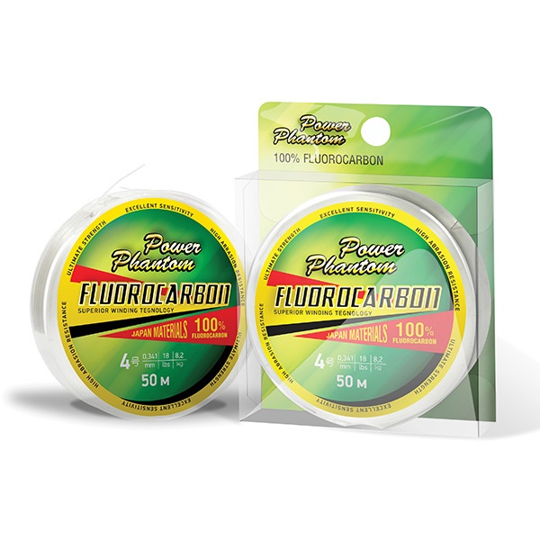 Леска Power Phantom Fluorocarbon, 3,5 0,30 мм, 6,5 кг,прозрачный, 50м