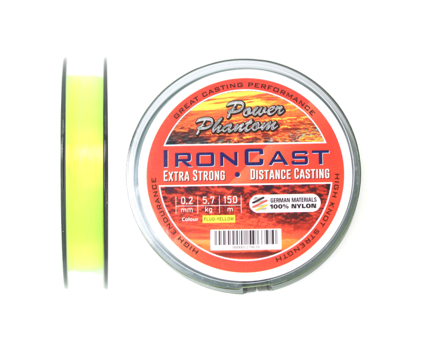 

Леска Power Phantom IronCast FLUO 0,22mm, 6,3kg 150m, Желтый, PPICF150022