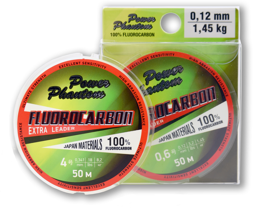 Леска Power Phantom Fluorocarbon Extra Leader, 0,8 0,14мм, 1,73 кг,прозрачный, 50м