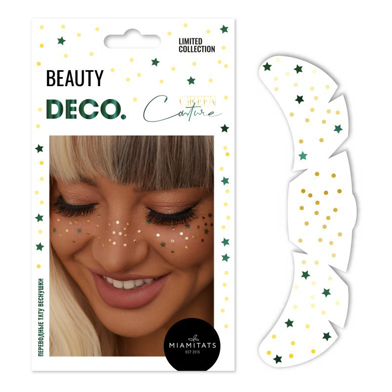 Наклейки для лица Deco Green Couture by Miami tattoos Confetti Переводные тату-веснушки